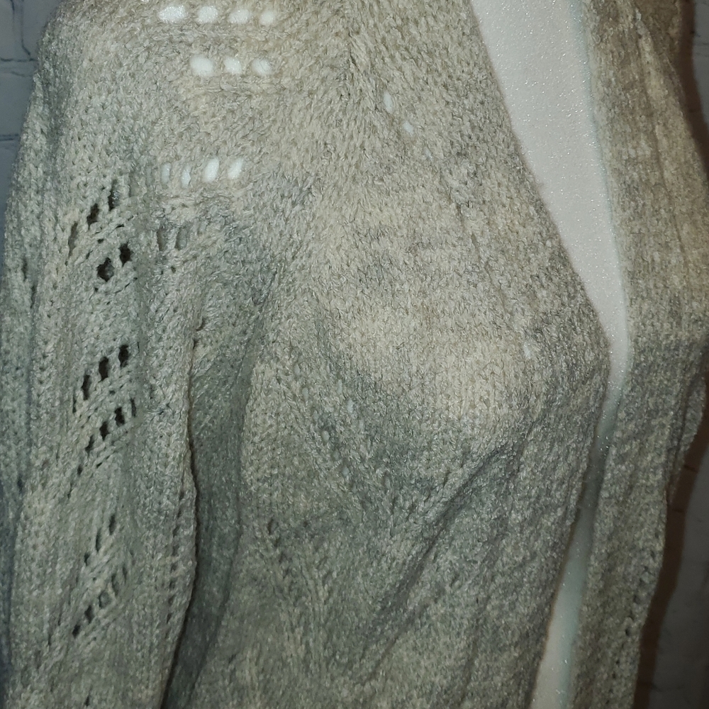 ANA open front chunky cable knit long cardigan, size large with pockets - Picture 2 of 9